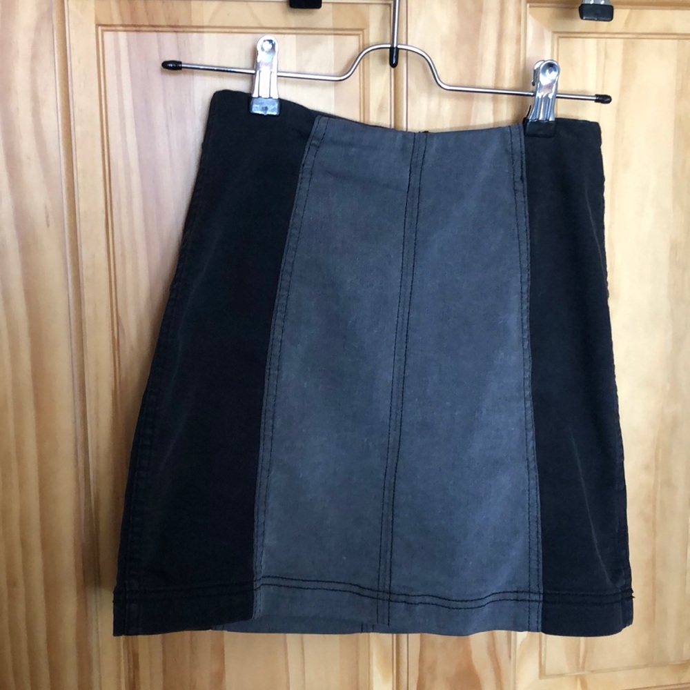 Free People Modern Femme colorblock black and gray mini skirt